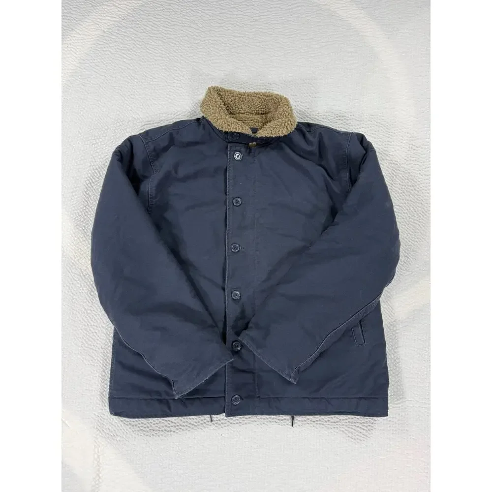 Vintage US Military Jacket Mens 42 Navy Department N-1 Deck Sherpa Lined Coat